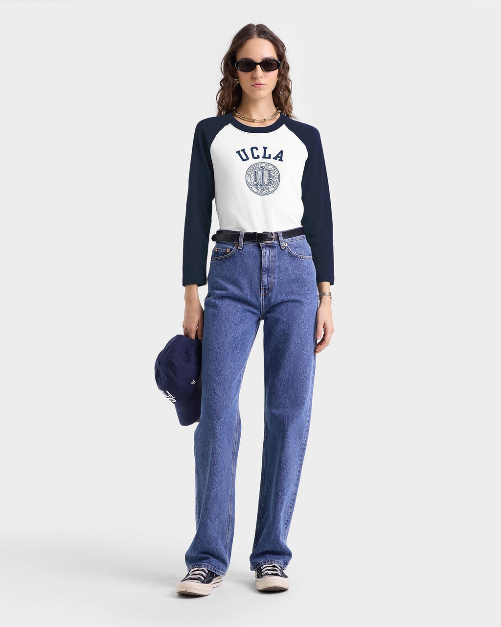 UCLA Crest Baseball Tee - White/Navy