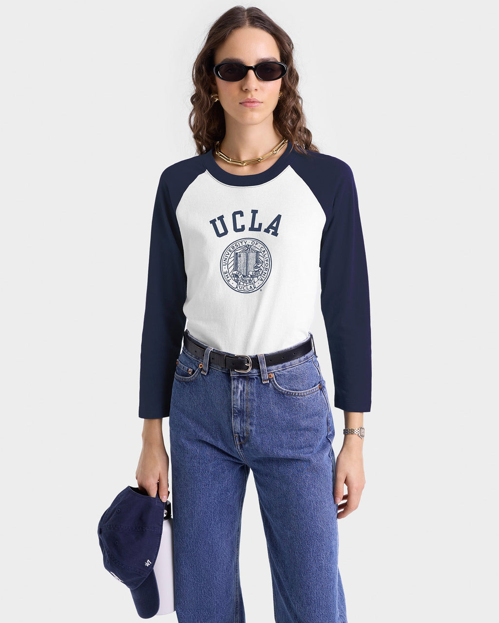 UCLA Crest Baseball Tee - White/Navy