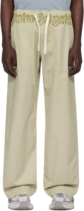 Khaki Waist Logo Loose Cargo Pants