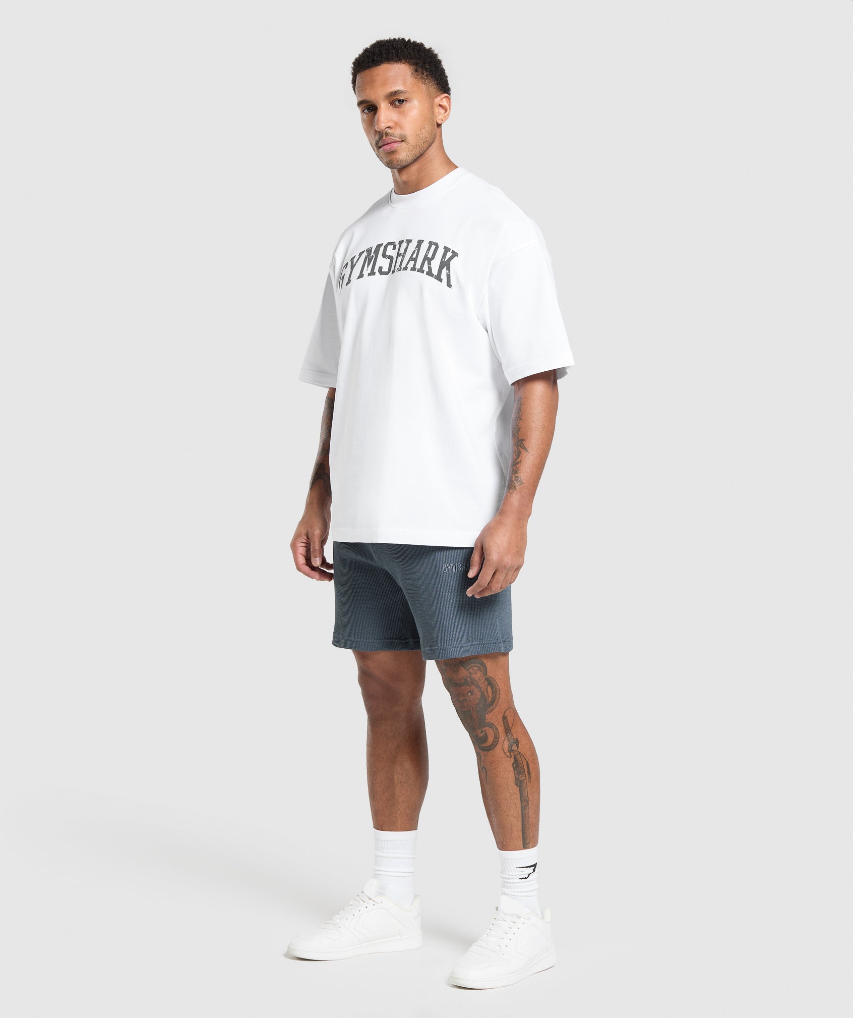 Gymshark Waffle Shorts - Titanium Blue