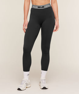 Gymshark Waistband Logo Leggings - Black