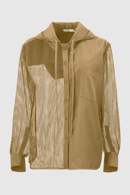HALF MESH HOODED SHIRT