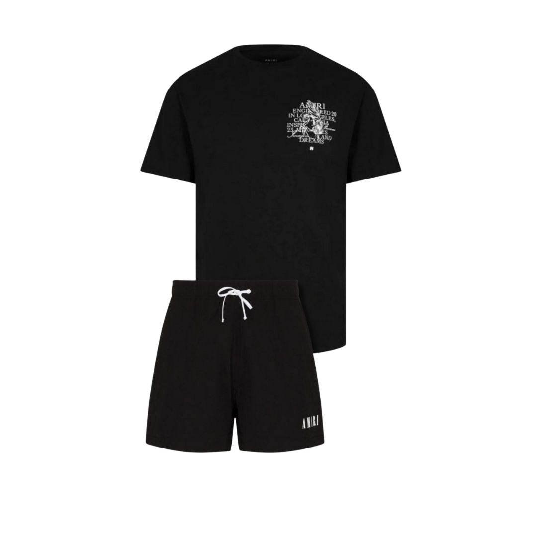 AMIRI Los Angeles Script Co-ord Set (Black T-Shirt & Shorts)