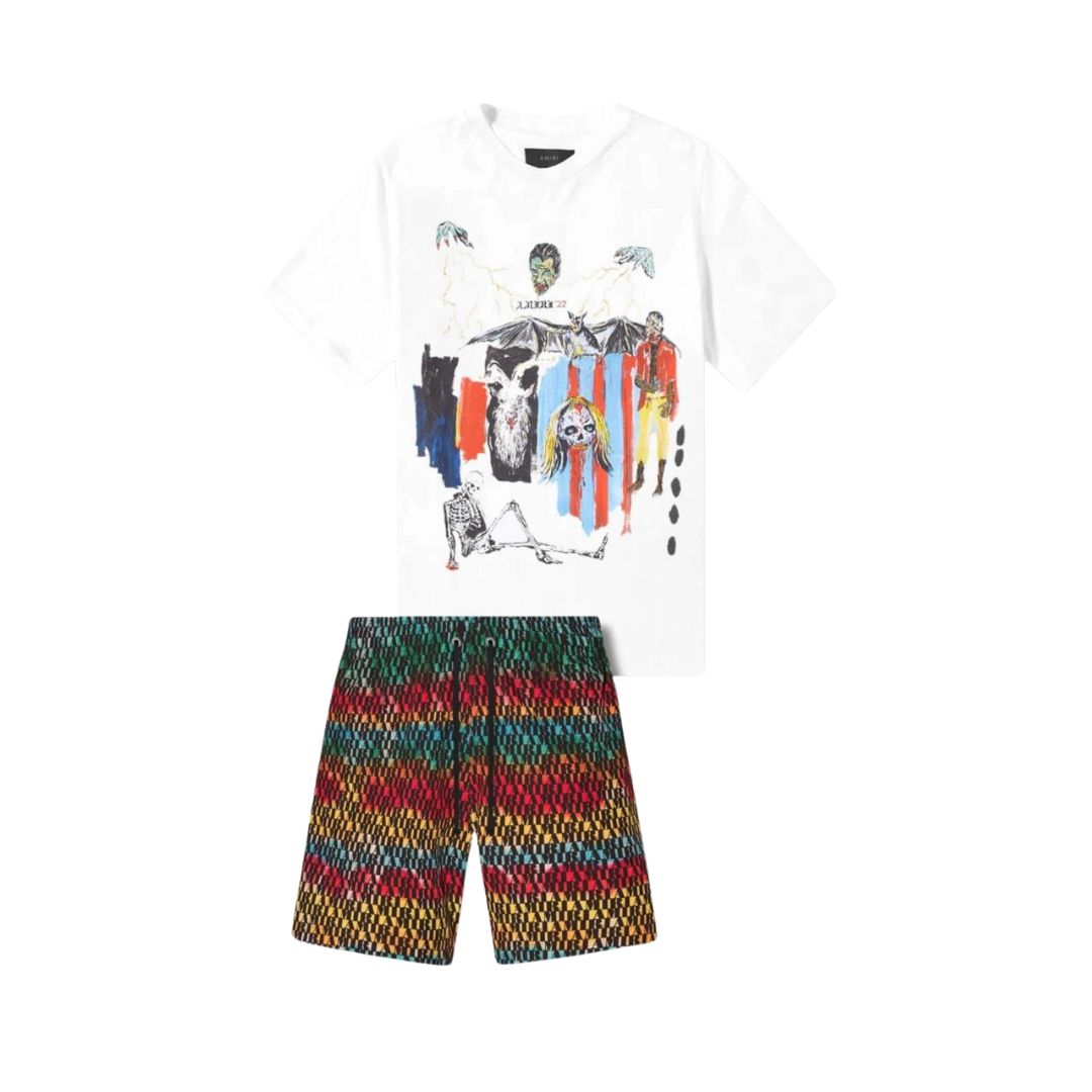 AMIRI Chaos & Color Graphic Co-ord Set (T-Shirt & Shorts)