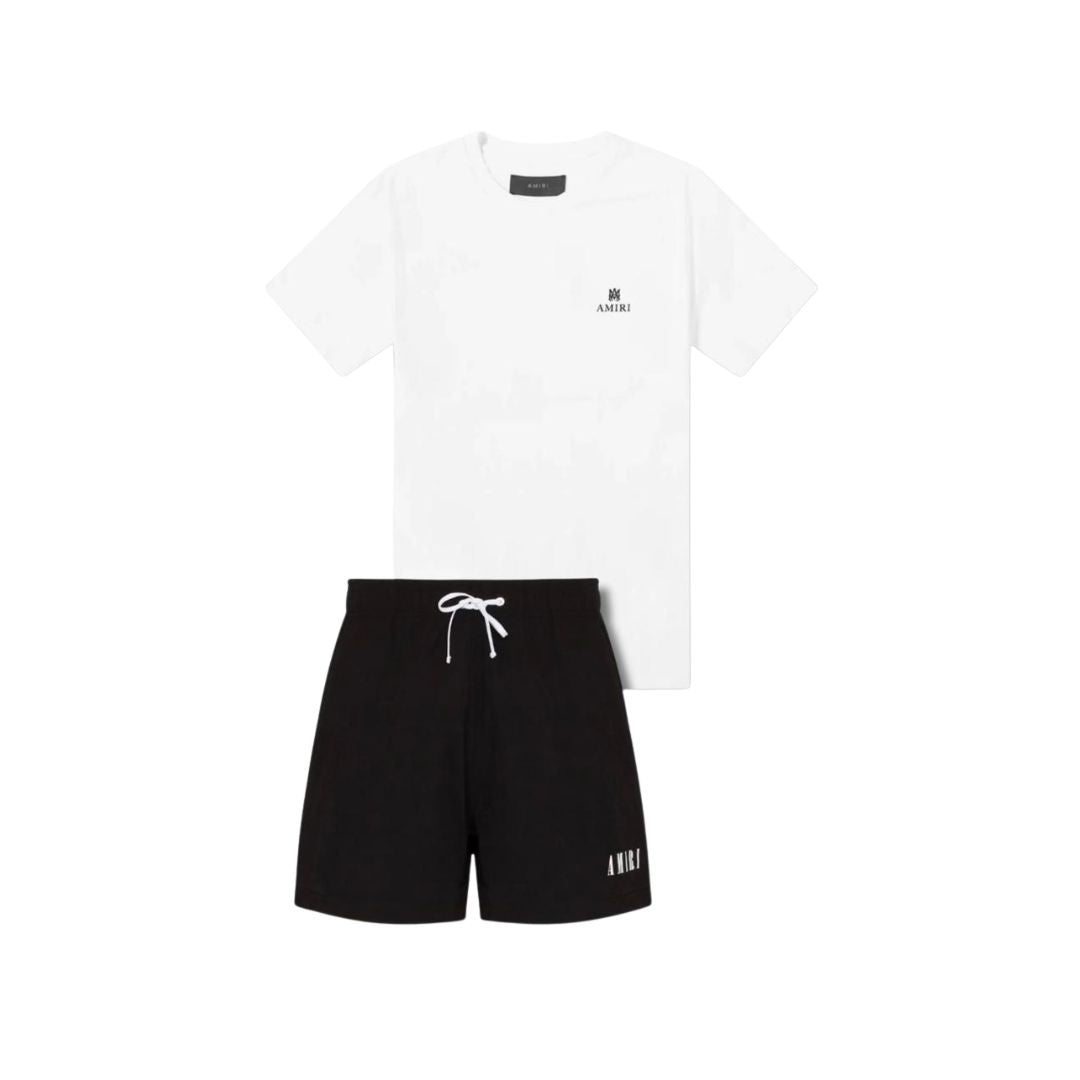 AMIRI Classic Contrast Co-ord Set (White Tee & Black Shorts)