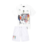 AMIRI Painted Chaos Co-ord Set (White Graphic Tee & Shorts)