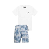AMIRI Frost Wave Co-ord Set (White Tee & Blue Patterned Shorts)