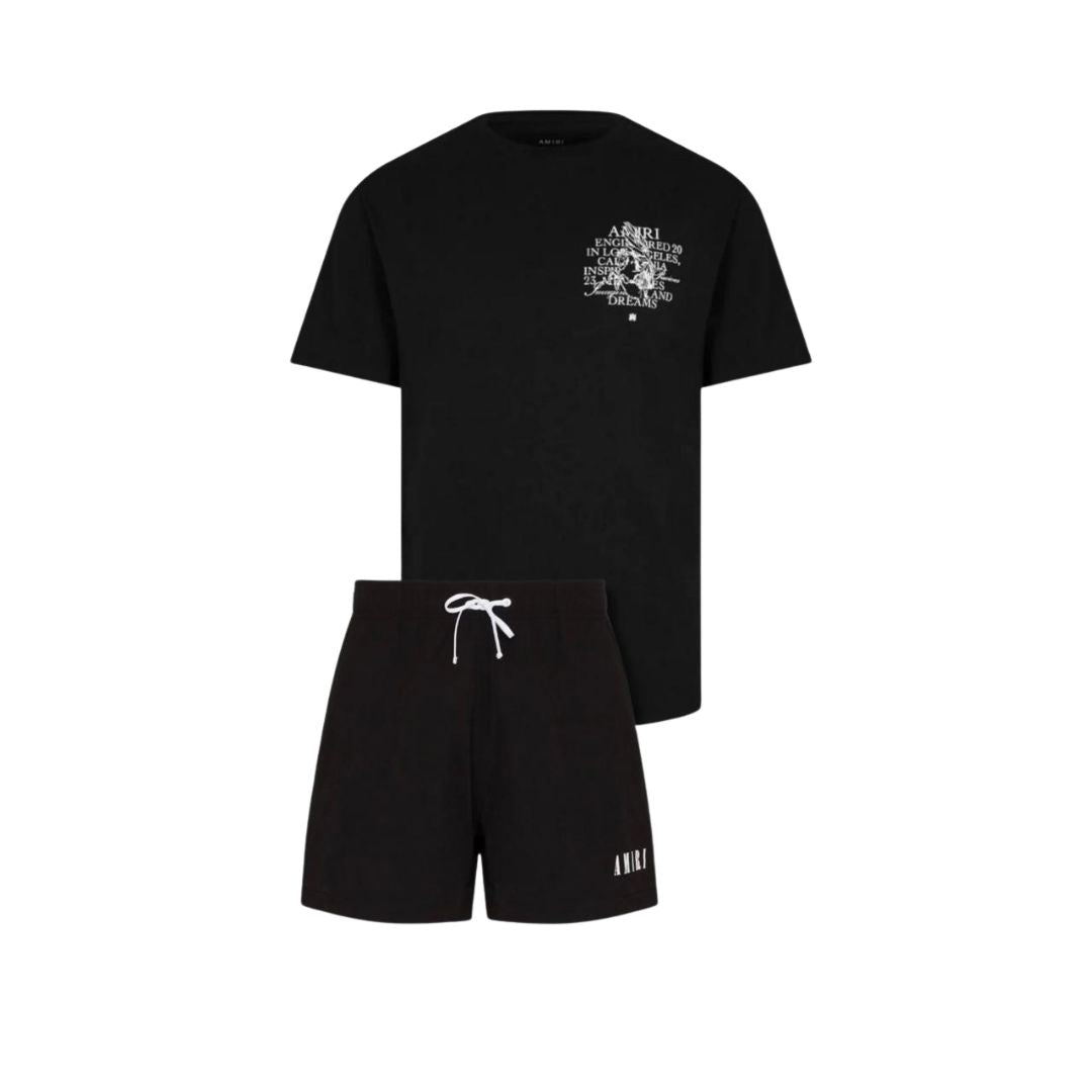 AMIRI Scripted Wings Co-ord Set (Black Graphic Tee & Shorts)