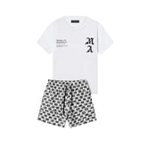 AMIRI White Graphic Tee & Monogram Shorts Co-ord Set