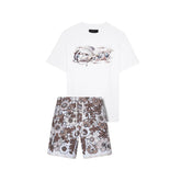 AMIRI Crane Graphic Tee & Floral Monogram Shorts Co-ord Set