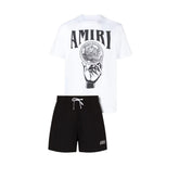 AMIRI Crystal Ball Graphic Tee & Black Shorts Co-ord Set