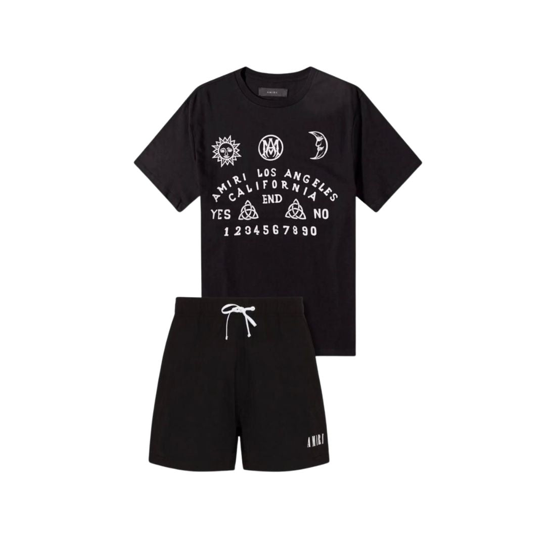 AMIRI California Spirit Graphic Tee & Black Shorts Co-ord Set