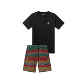 AMIRI Black Logo Tee & Multicolor Patterned Shorts Co-ord Set
