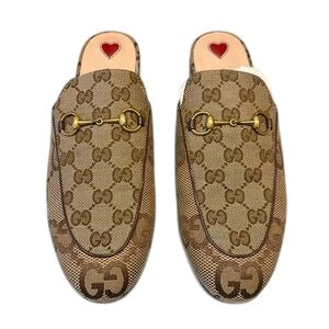 Gucci GG Supreme Canvas Horsebit Mules with Heart Insole