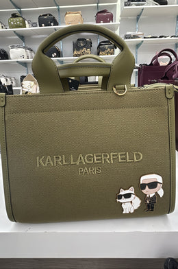 Karl Lagerfeld Paris Kristina Canvas Karl and Choupette Logo Small Tote