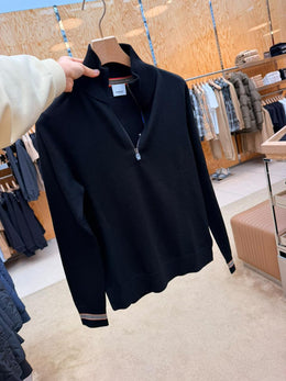 Burberry Wool Half-Zip Sweater in Black