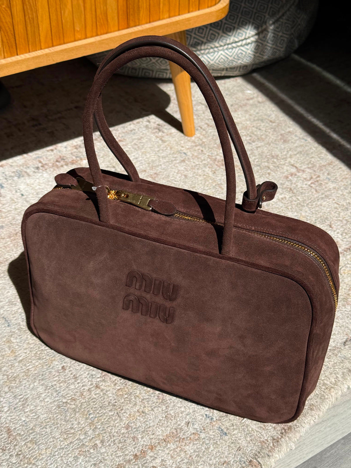 Miu Miu Suede Beau bag In Dark Brown