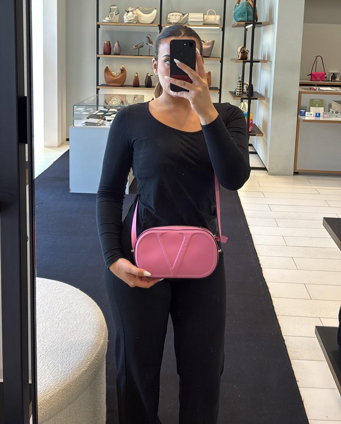 Valentino Pink Leather Logo Go Crossbody Bag