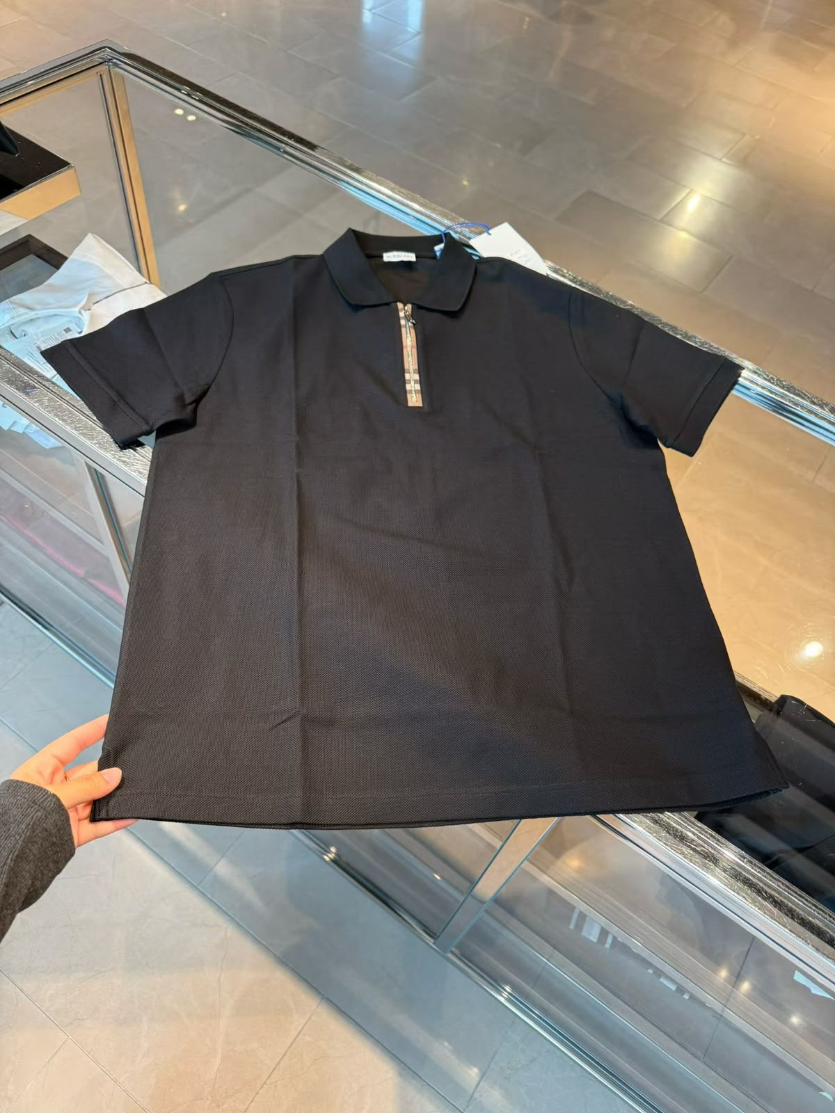 Burberry 'Hartford' Zip Check Polo Shirt