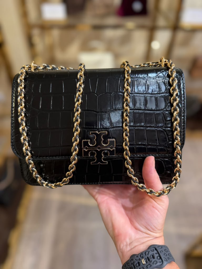 Tory Burch Eleanor Croc-Embossed Shoulder Bag