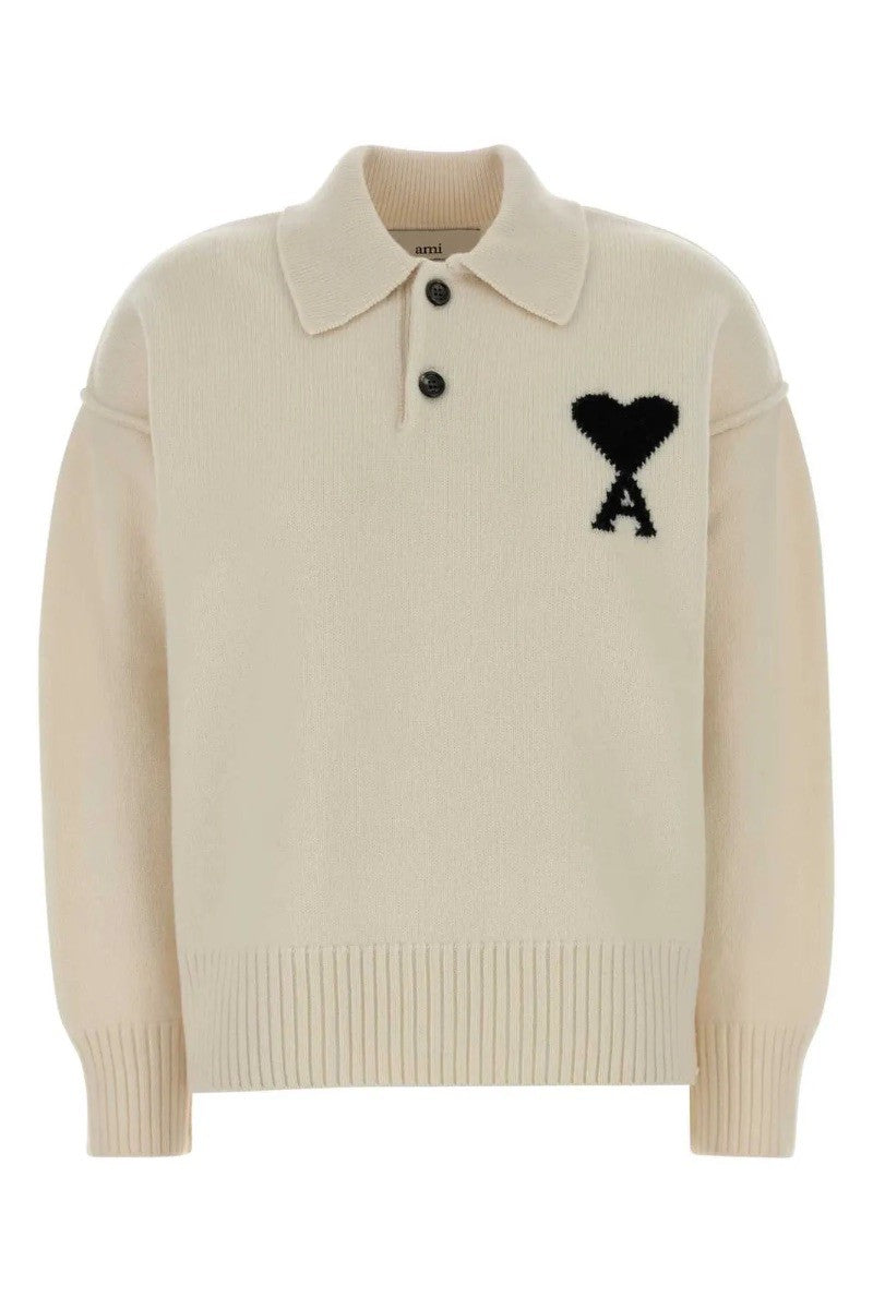 White wool polo with Ami de Coeur