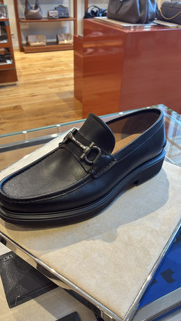 Ferragamo black leather loafers