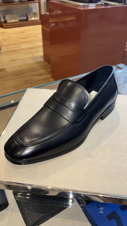 Ferragamo black leather penny loafers