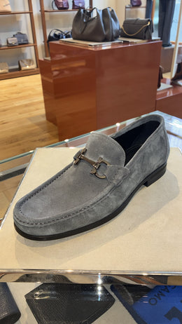 Ferragamo Gancini-Buckle Suede Loafer