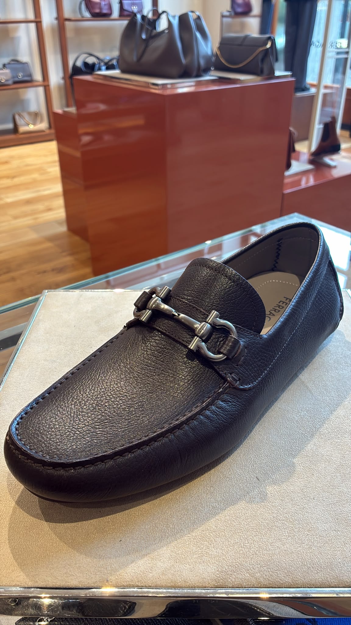 Ferragamo Gancini pebbled-leather driving loafers