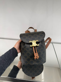 Celine Bonnie Triomphe Canvas & Calfskin Backpack