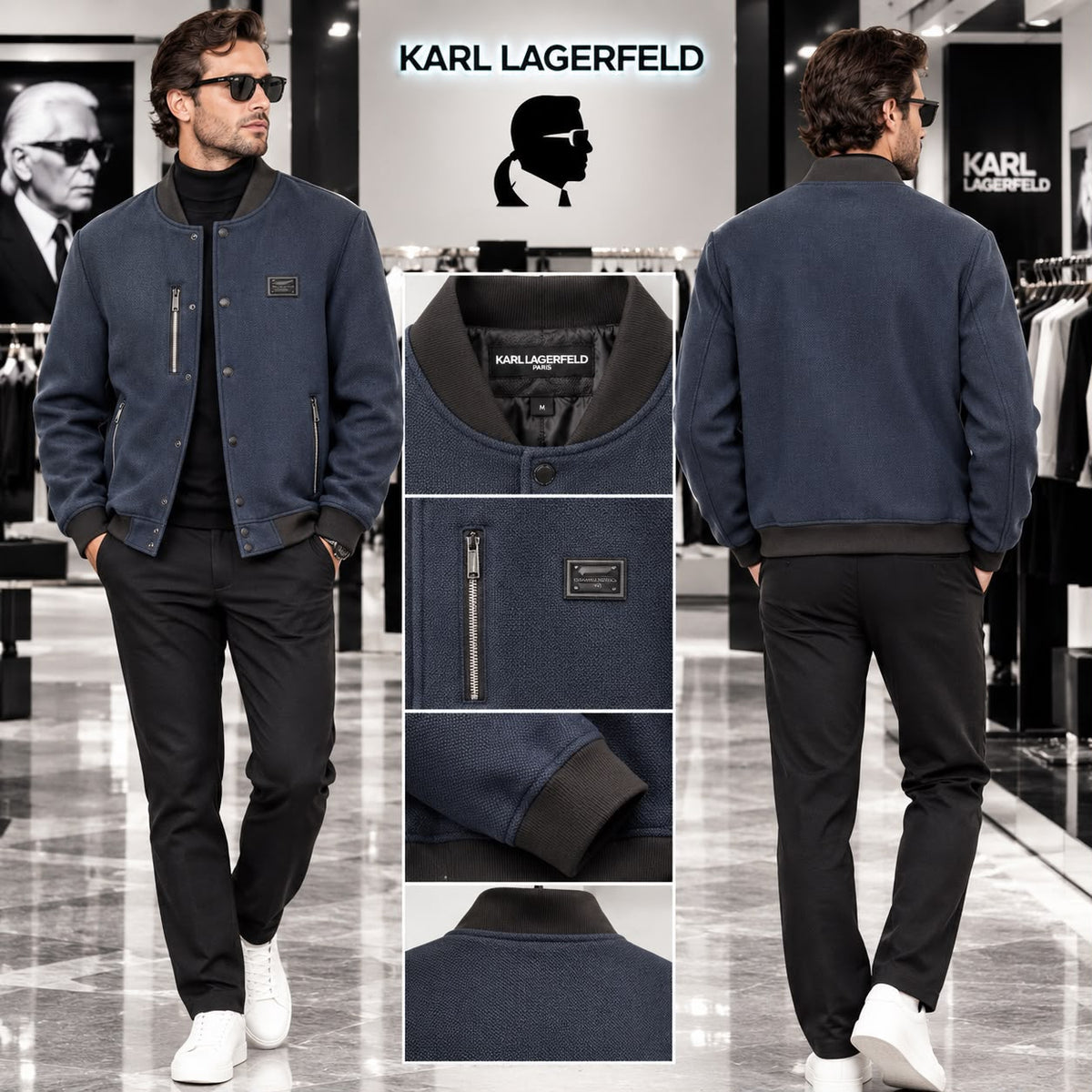 Karl Lagerfeld Paris Men's Textured Bomber Jacket