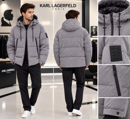 Karl Lagerfeld Paris Men's Water Resistant Hooded Puffer Jacket