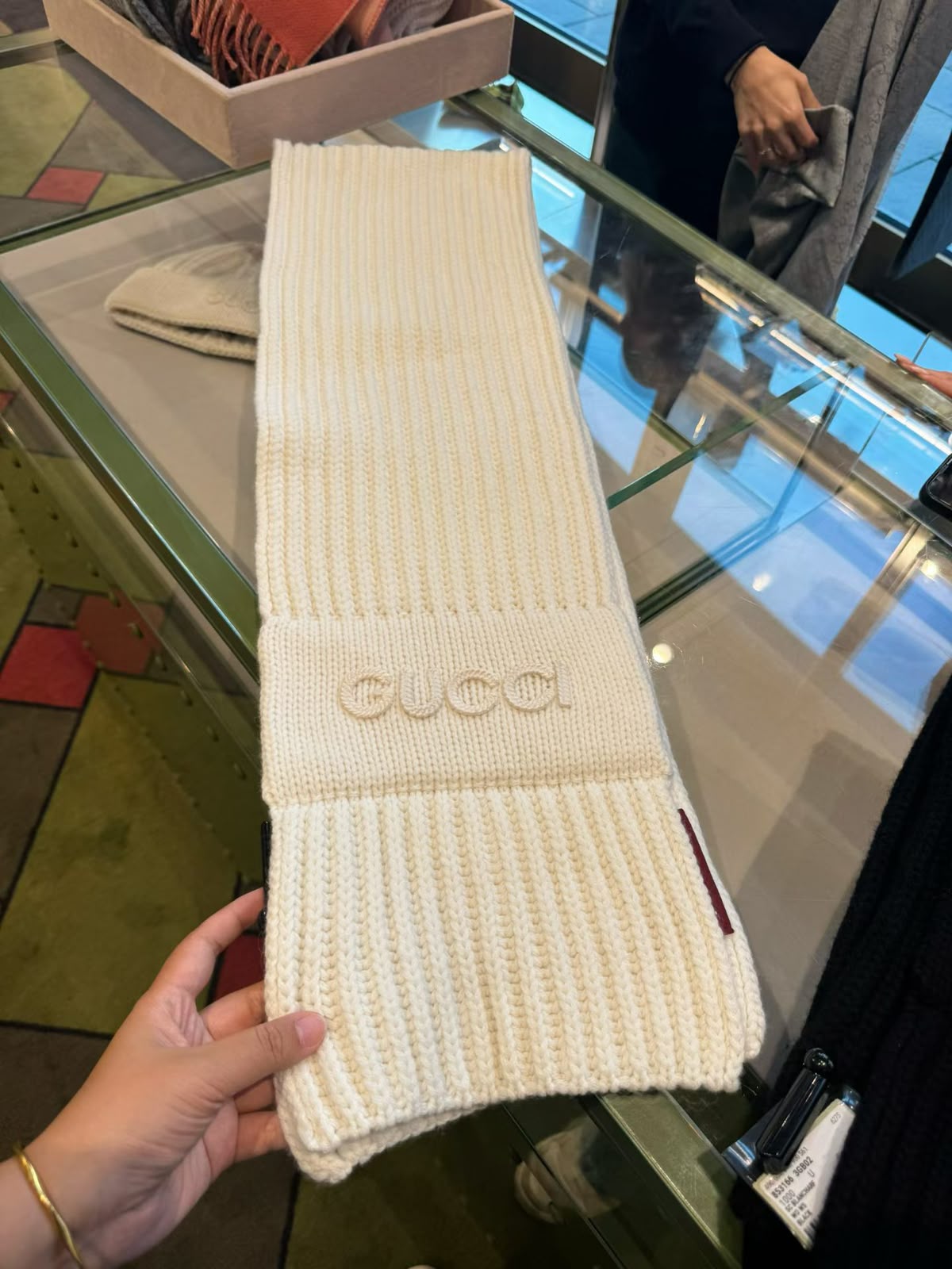 Gucci Wool Cashmere Scarf with Embroidery