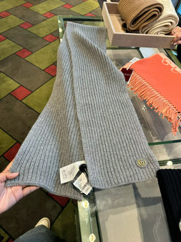 Gucci Ribbed-Knit Wool and Cashmere Scarf with Double G Logo