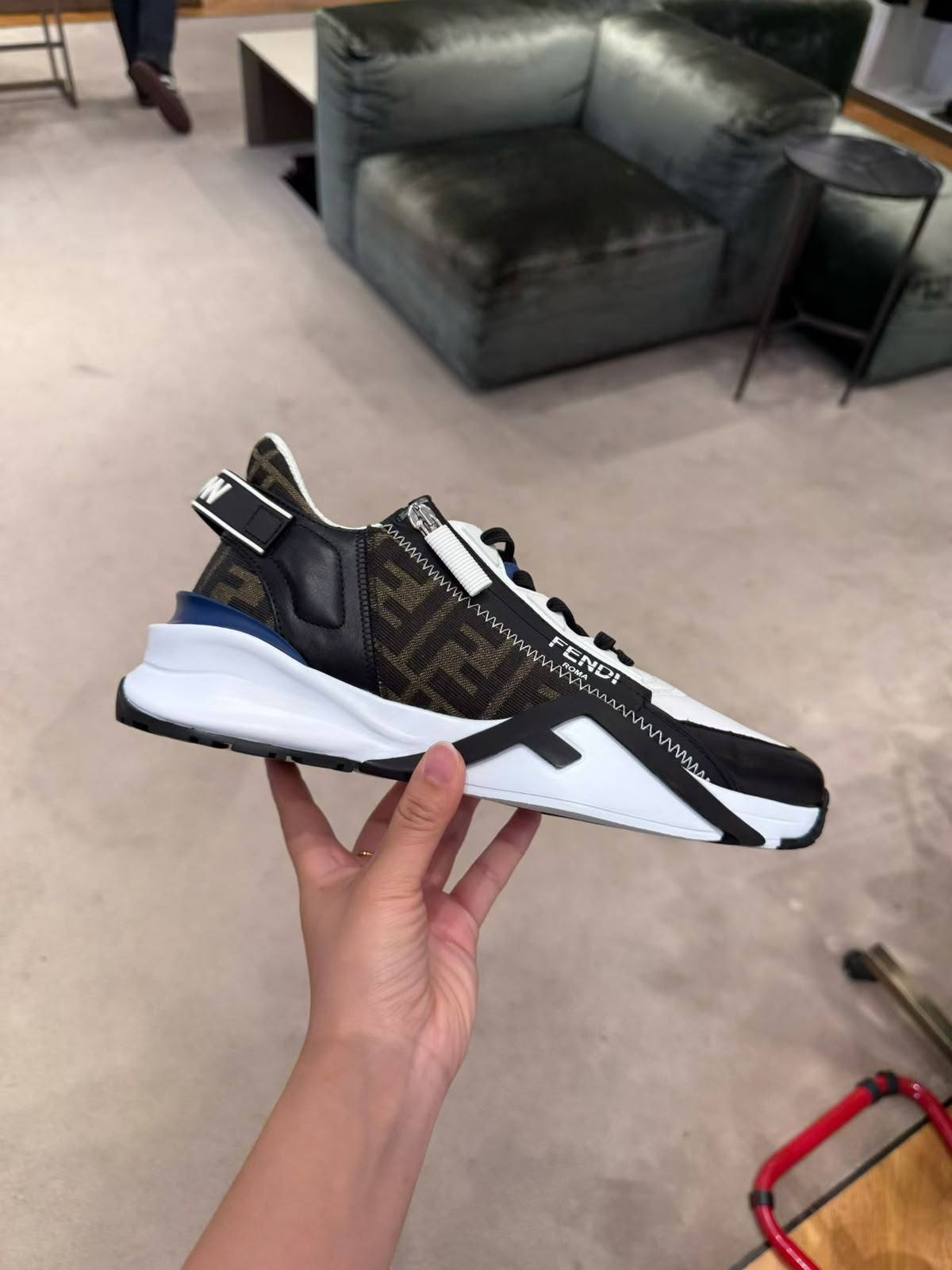 Fendi Flow FF Jacquard Lace-Up Sneakers