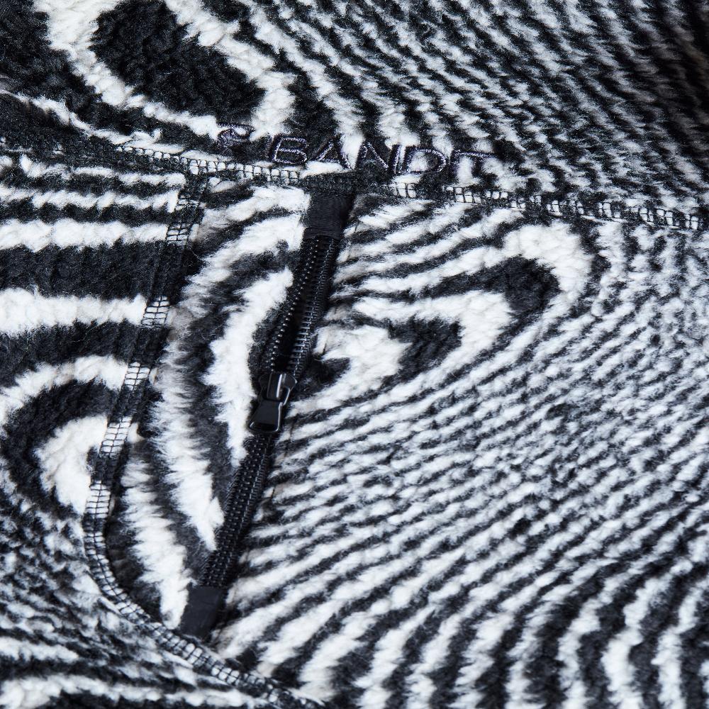 Topographic Jacquard Iceland Fleece Jacket, Unisex - Black/White