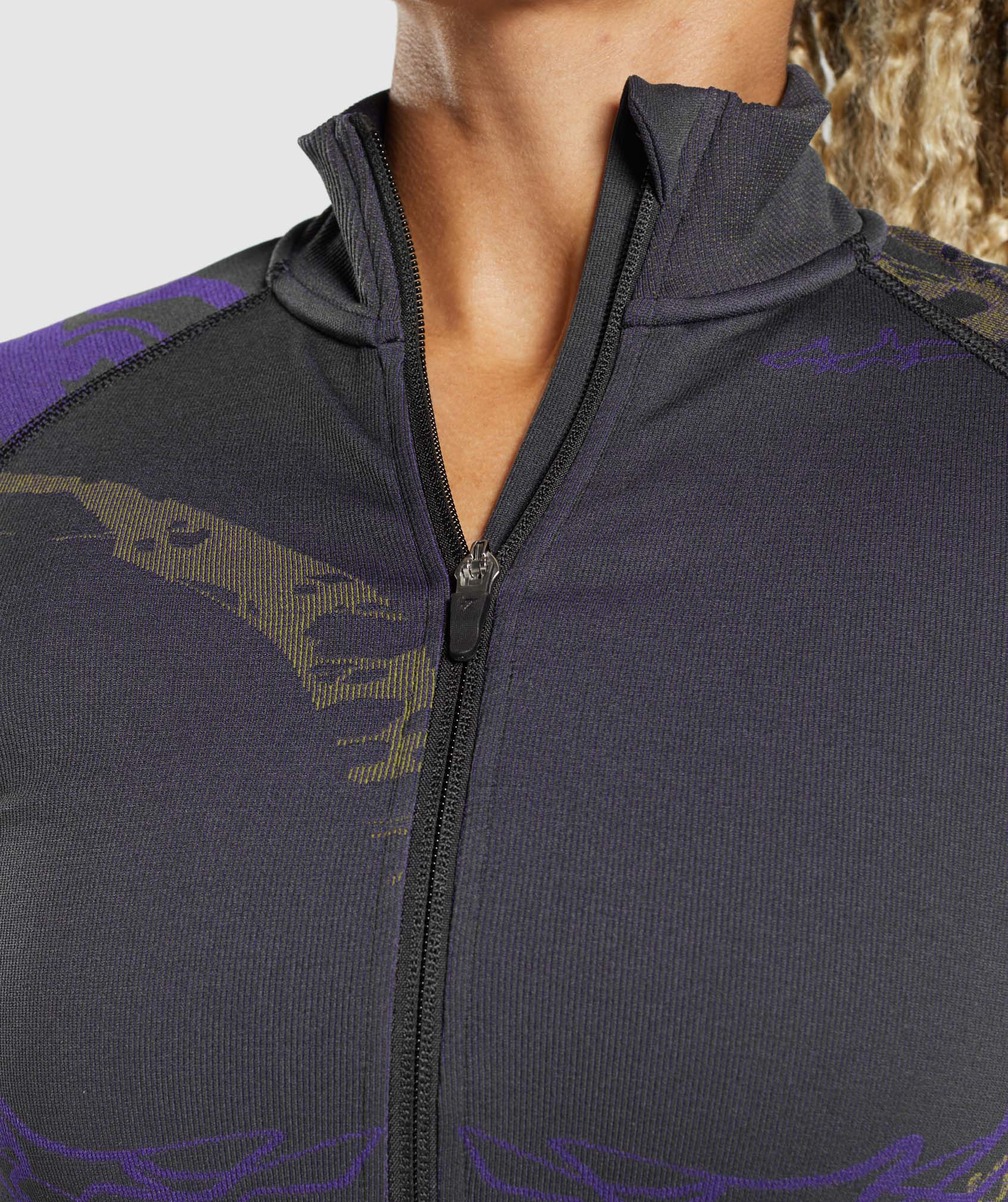 Gymshark WTFlex Zip Up Jacket - Black/Neptune Purple/Reactive Green