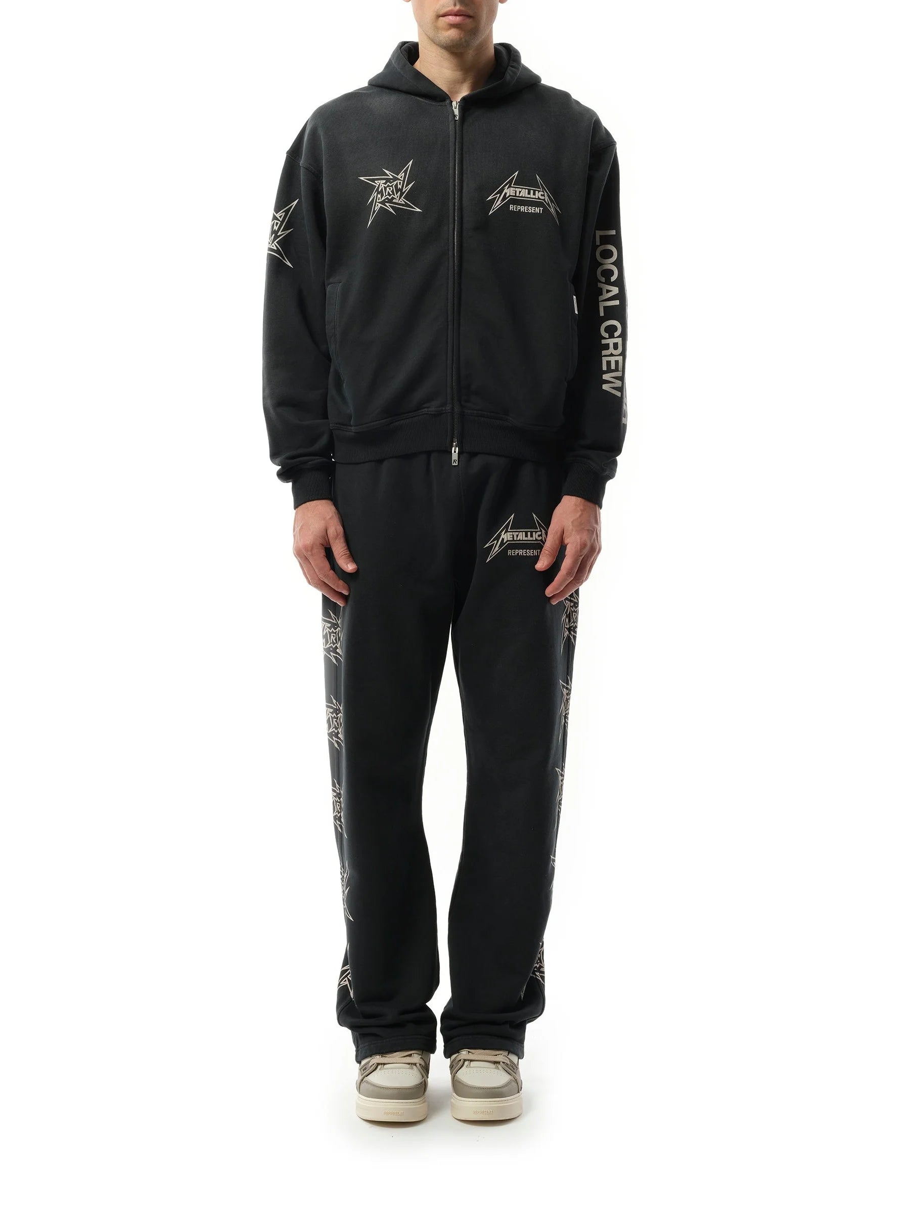 Metallica 40 Year Anniversary Zip-Up Hoodie in Stained Black