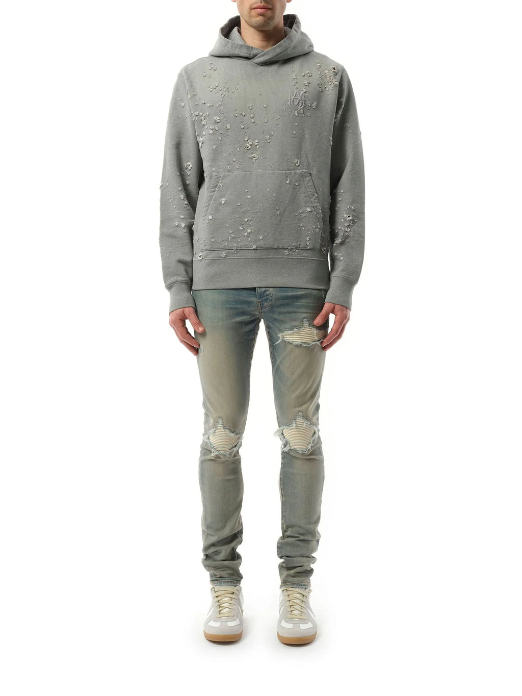 MA Shotgun Embroidered Hoodie in Grey