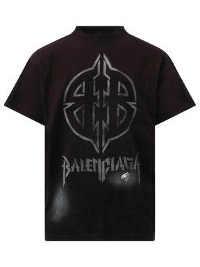 Metal BB Stencil Oversized T-Shirt in Black