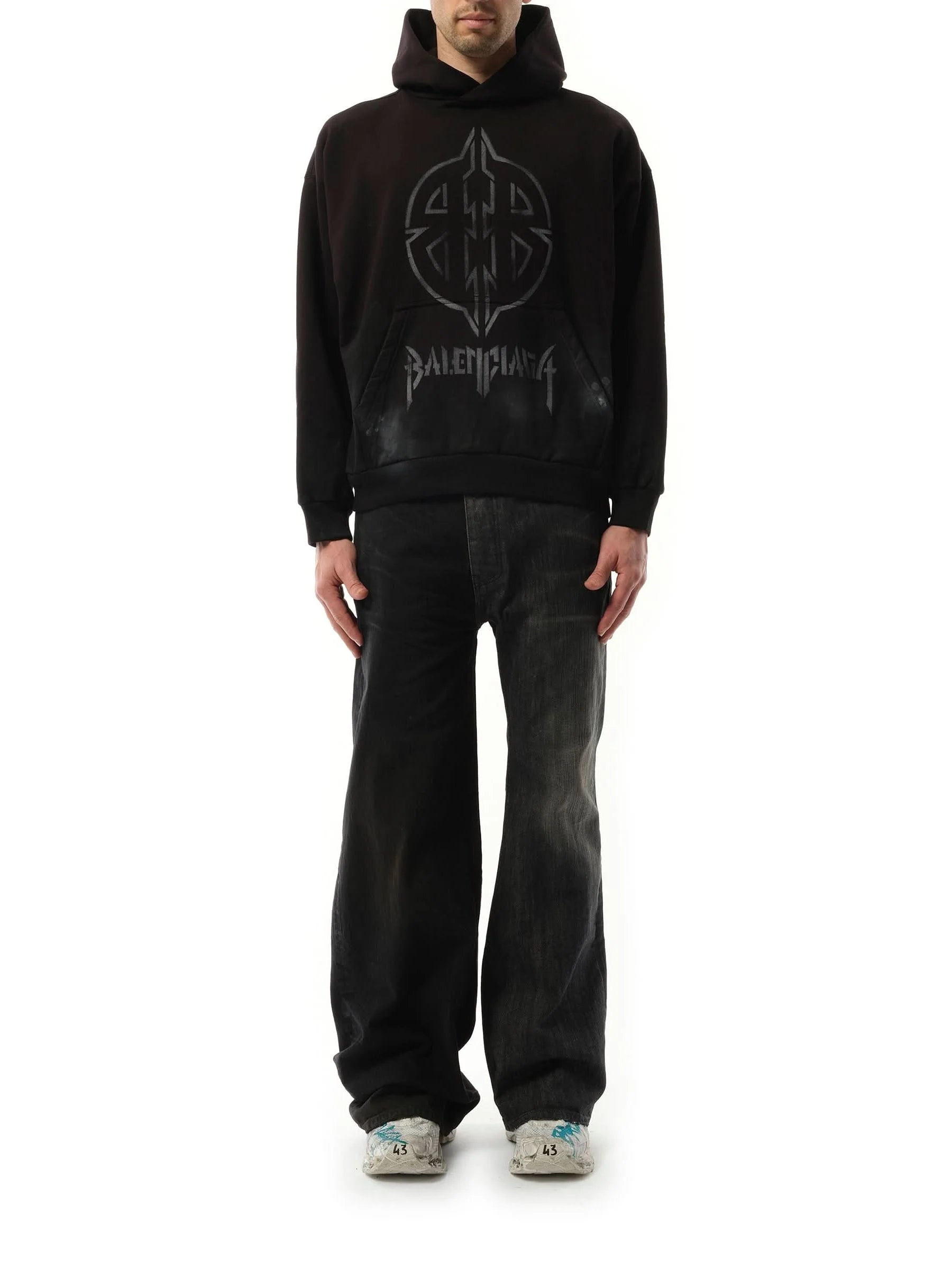 BB Logo Painted Hoodie in Black