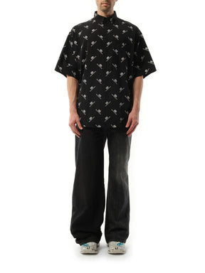 Monogram S/S Large Fit Shirt in Black/White