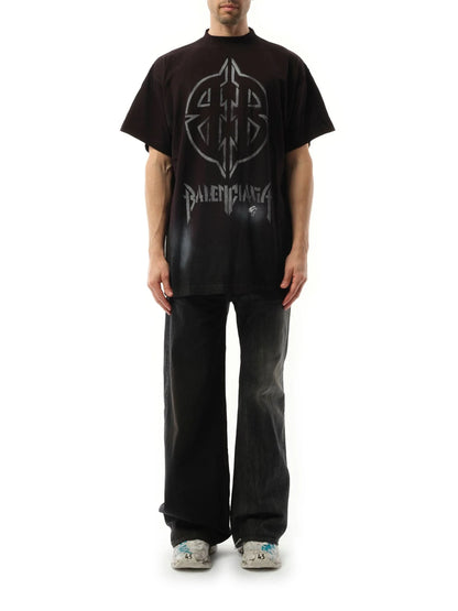 Metal BB Stencil Oversized T-Shirt in Black