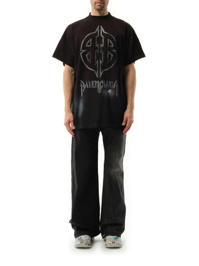 Metal BB Stencil Oversized T-Shirt in Black