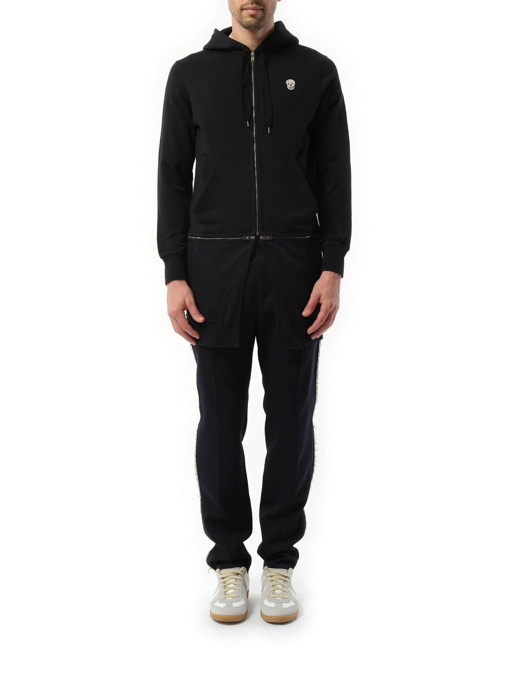 Zip Long Hoodie in Black