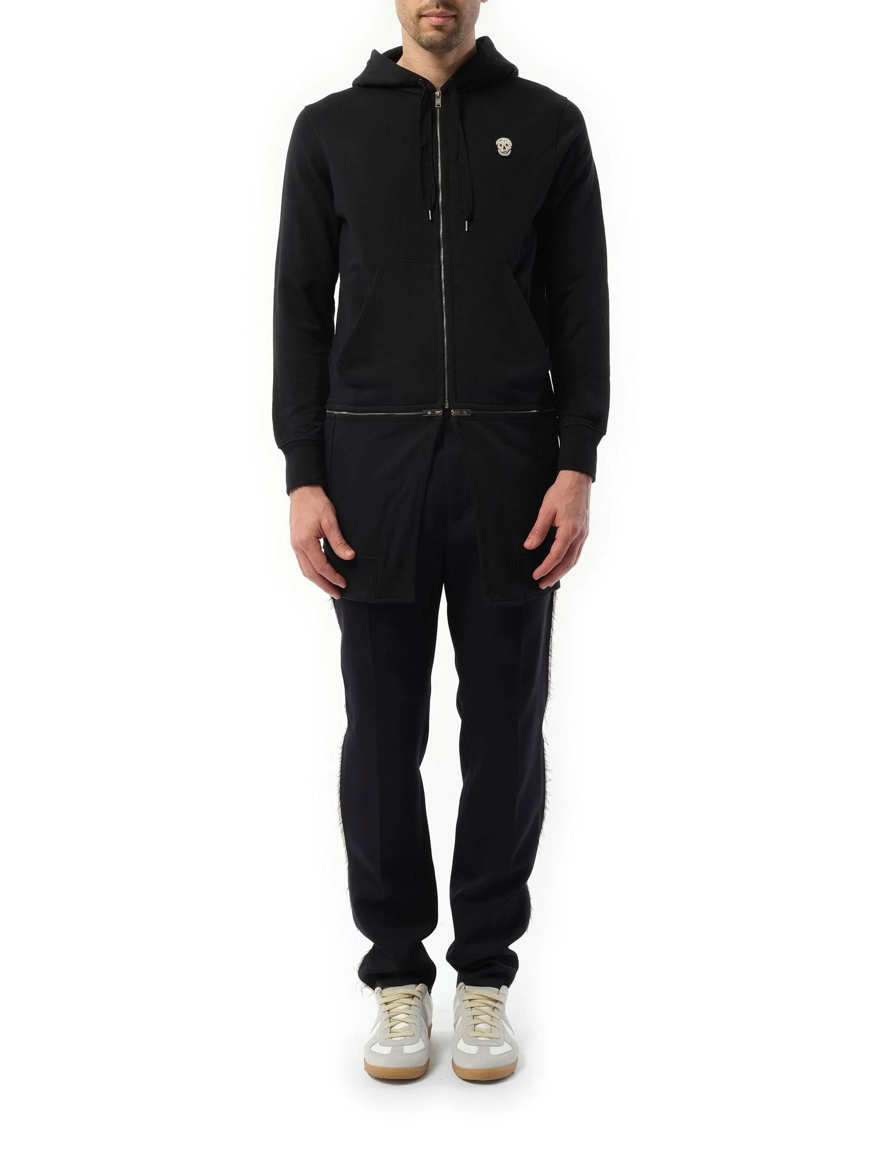 Zip Long Hoodie in Black