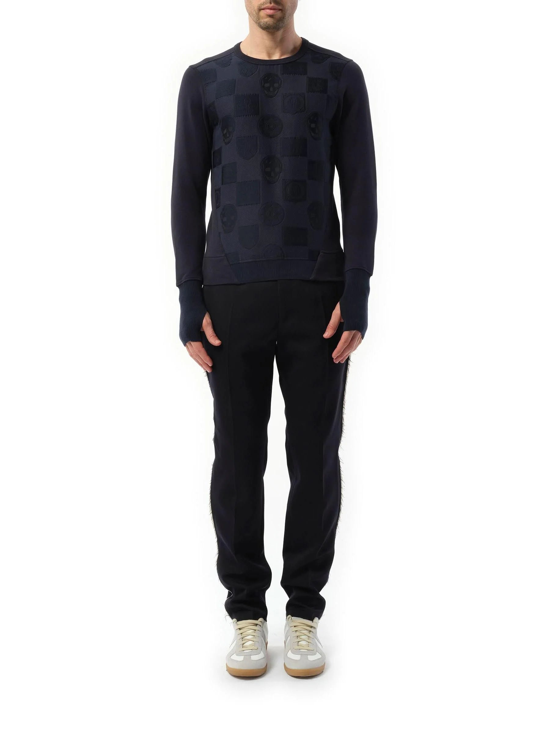 Jacquard Front Sweatshirt in Navy