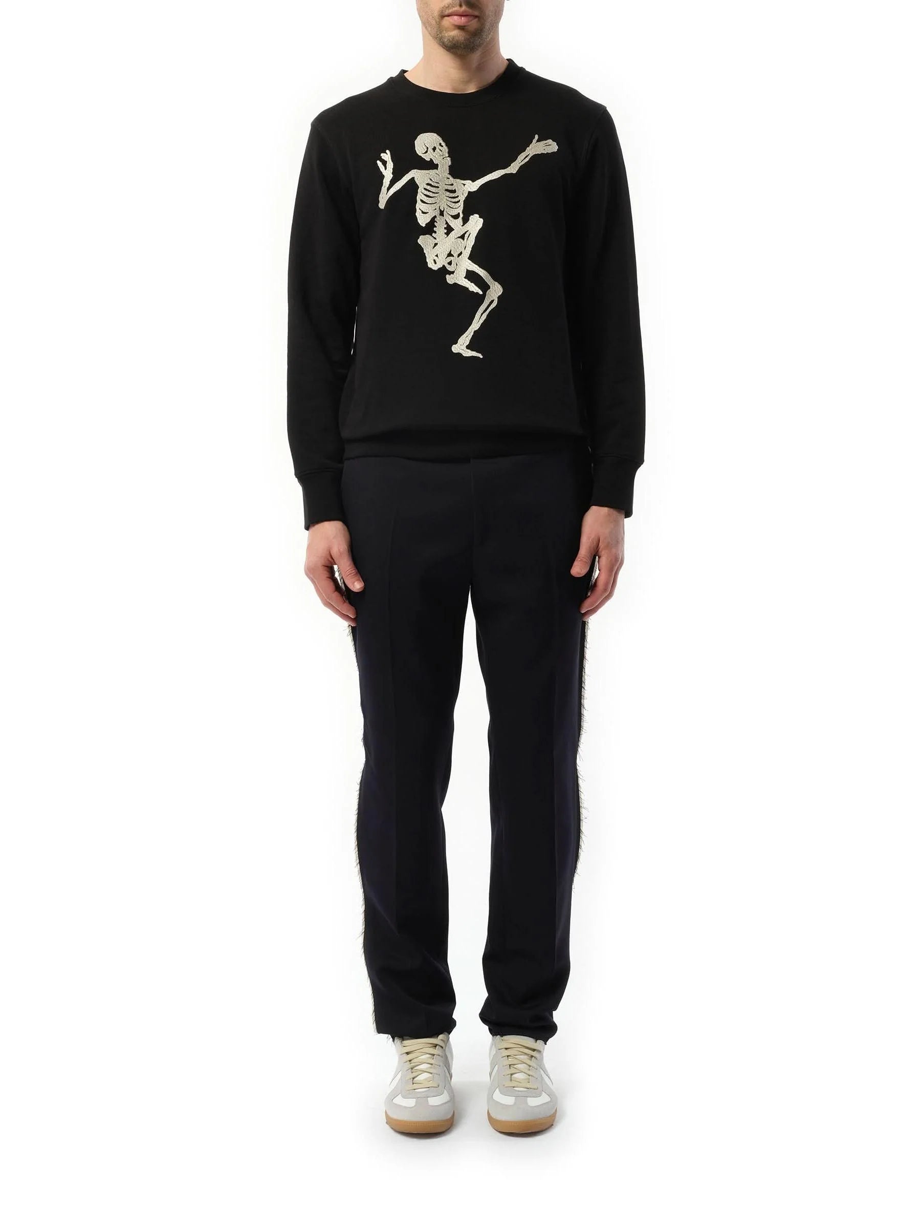 Skeleton Embroidered Sweatshirt in Black