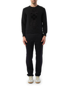 Velvet Embroidered Sweatshirt in Black