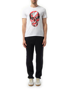 Abstract Red Skull T-Shirt in White